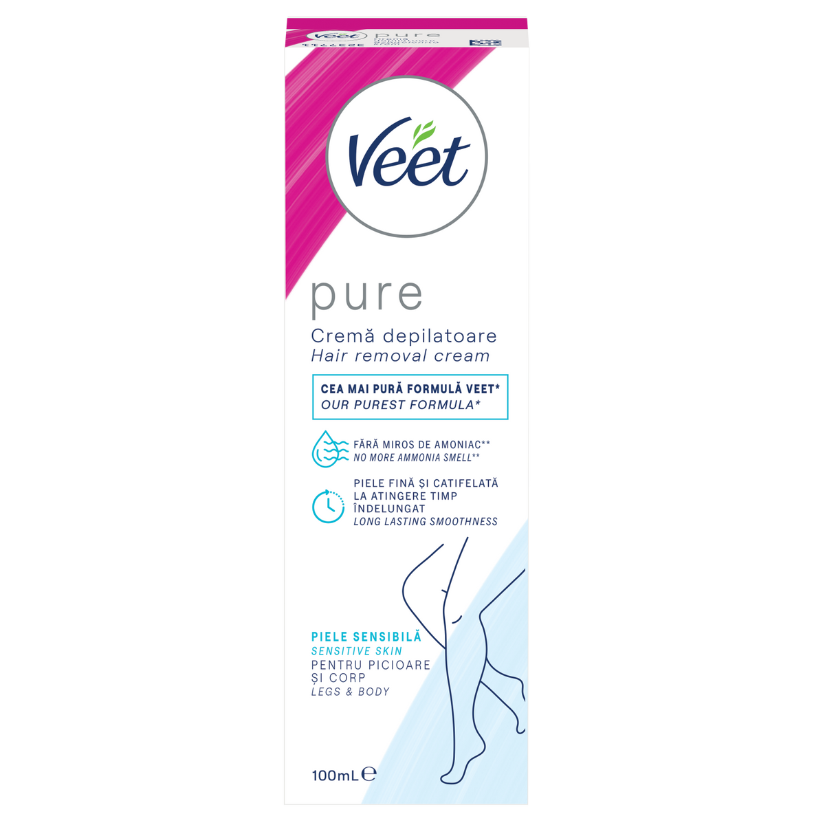 Cremă depilatoare Veet Pure pentru piele sensibilă, 100 ml