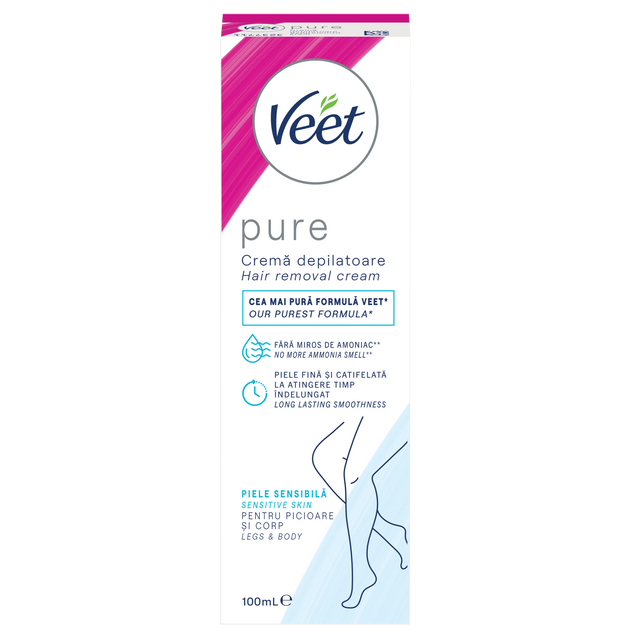 Cremă depilatoare Veet Pure pentru piele sensibilă, 100 ml