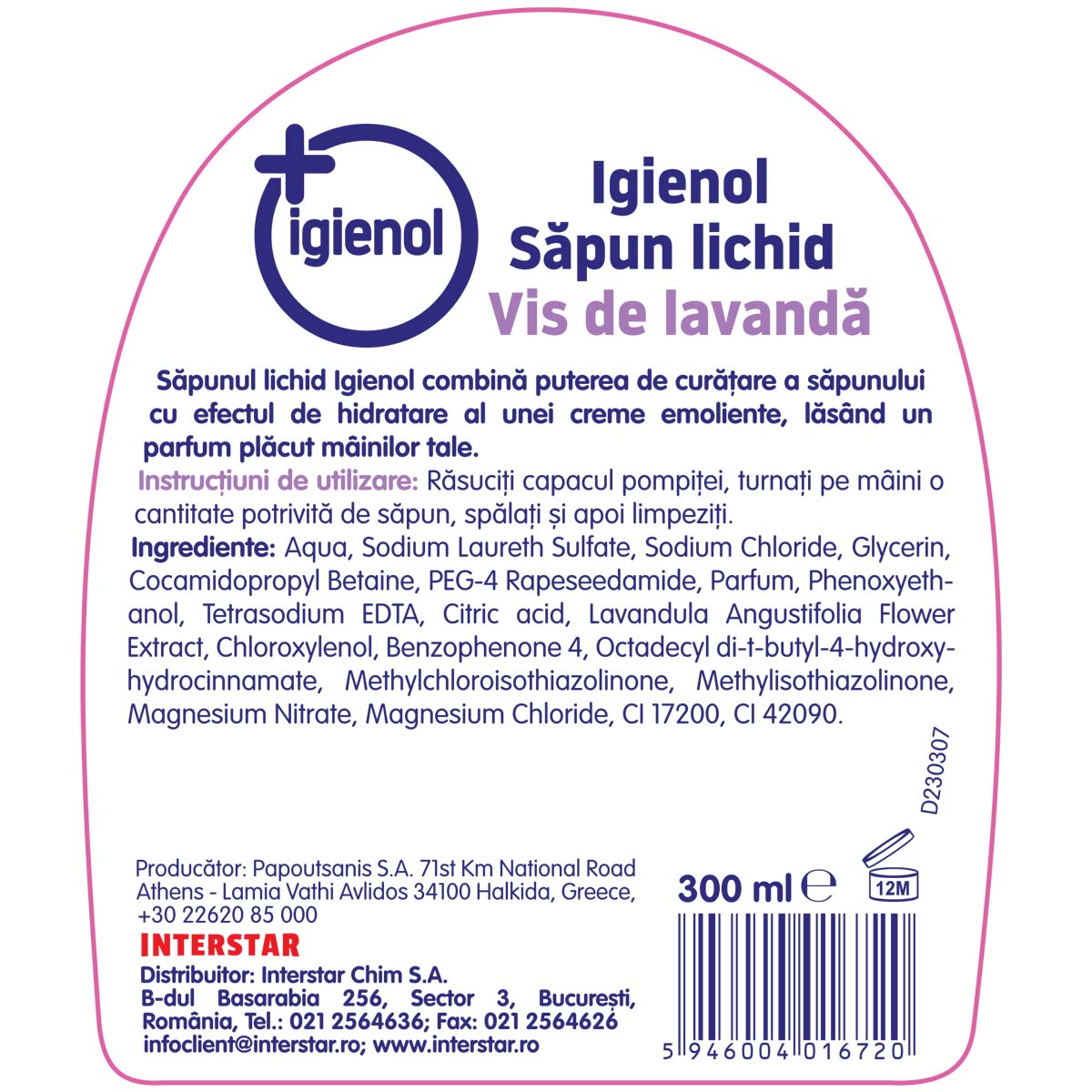 Săpun lichid Igienol Vis de Lavandă, 300 ml – imagine 3