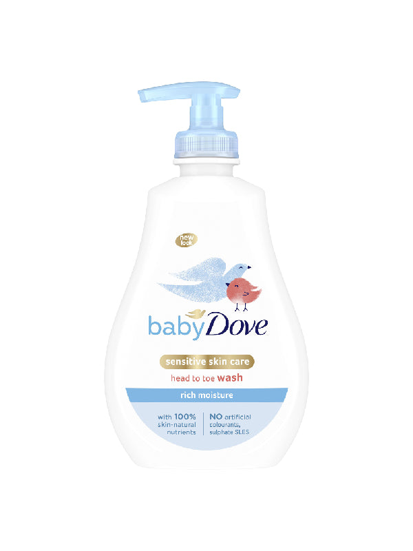 Loțiune de spălare Baby Dove Rich Moisture pentru păr și piele, 400 ml