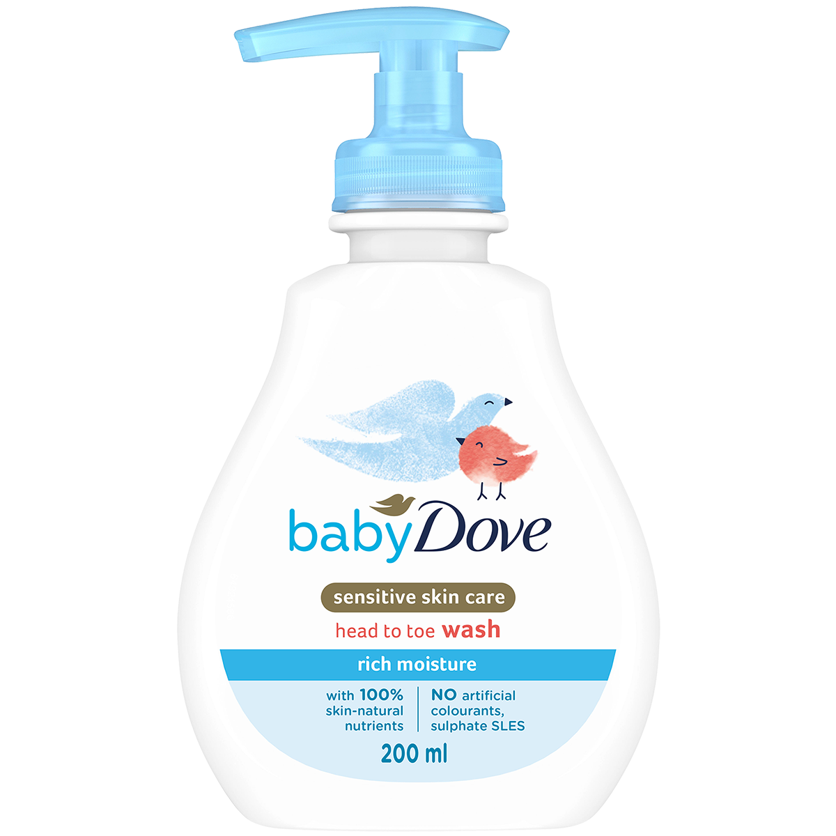 Loțiune de spălare Baby Dove Rich Moisture pentru păr și piele, 200 ml