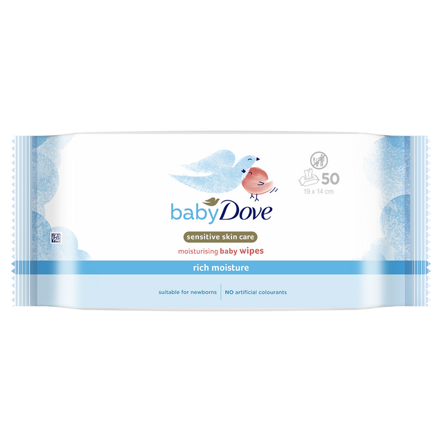 Șervețele umede hidratante Baby Dove, 50 bucăți