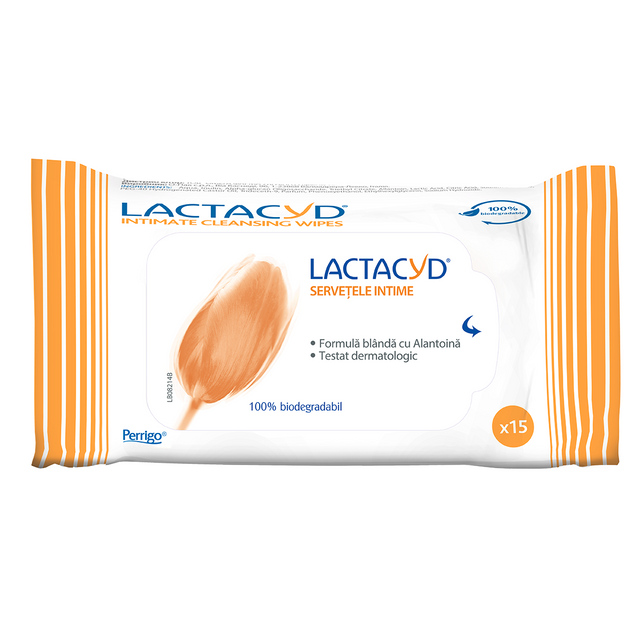 Șervețele intime hidratante Lactacyd, 15 bucăți